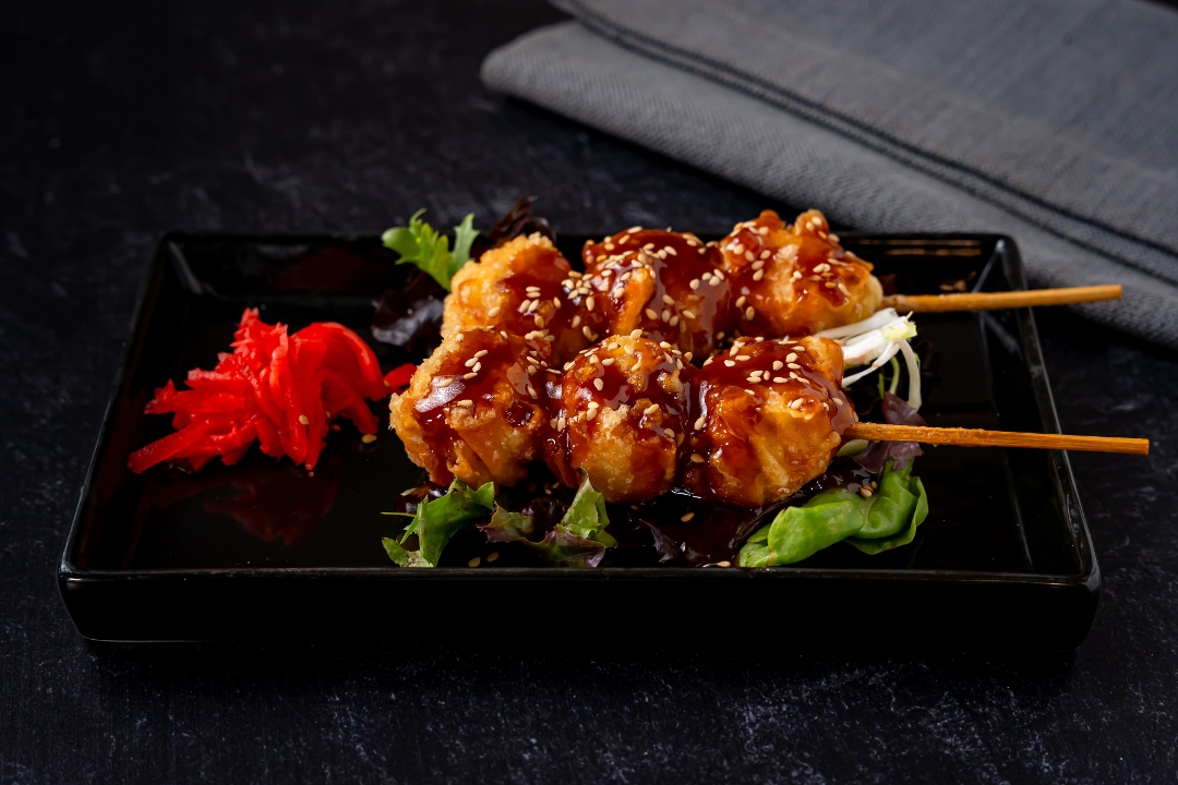 Tempura Shumai Skewers.