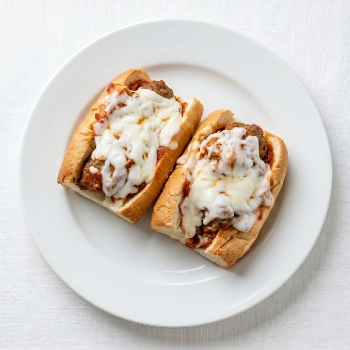 Homemade Meatball Parm Hero.