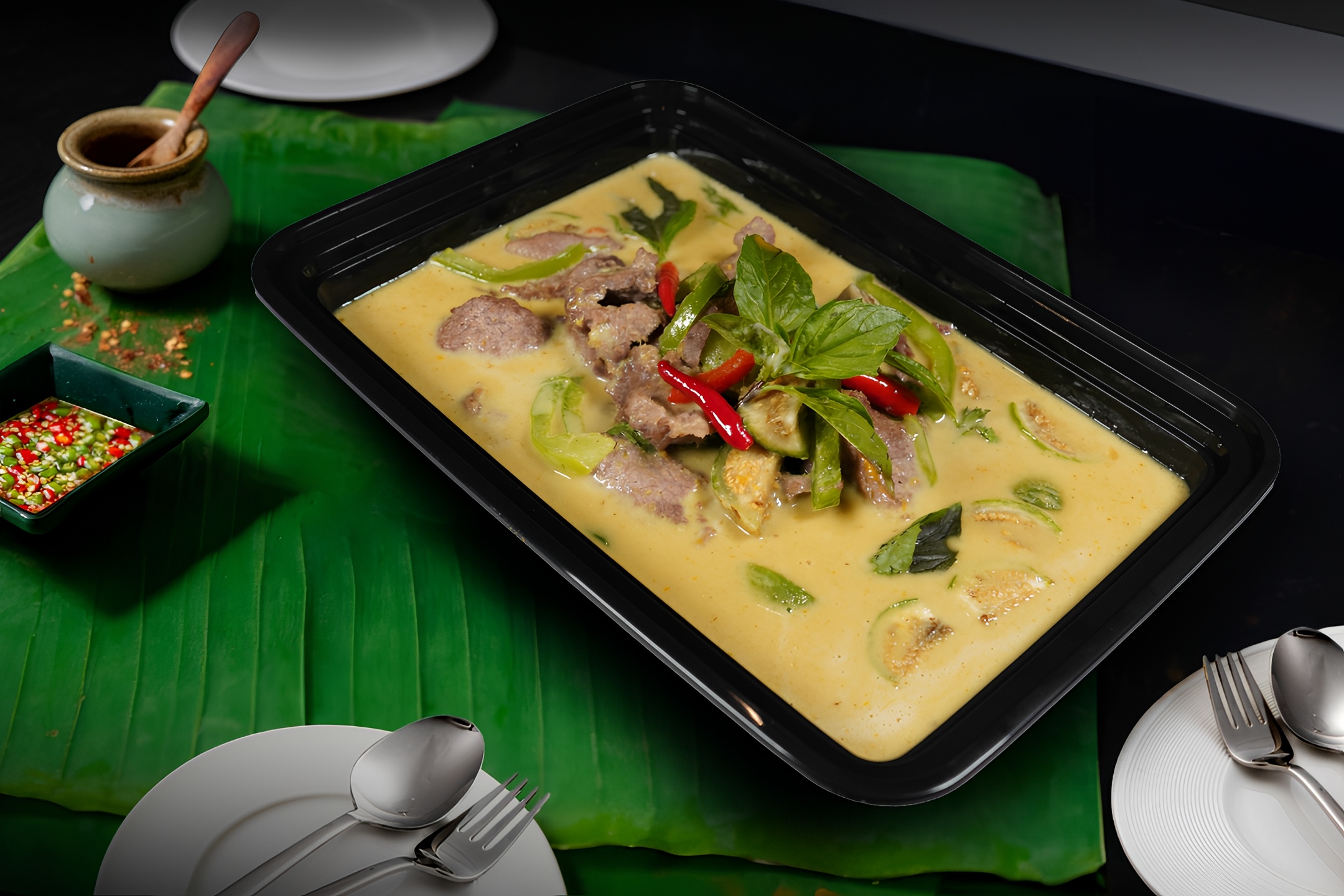 Party Size - Green Curry with Jasmine Rice.