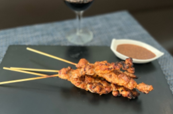 A. 5 Skewers Sate Ayam (Chicken Satay with Peanut Sauce).