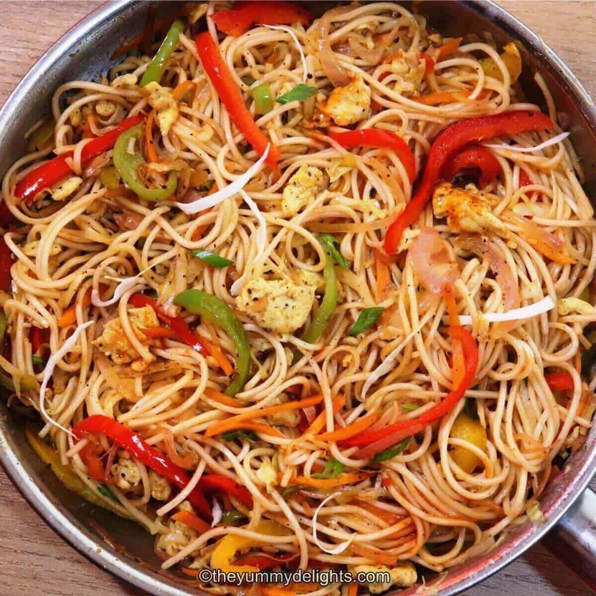 Egg Hakka Noodles.