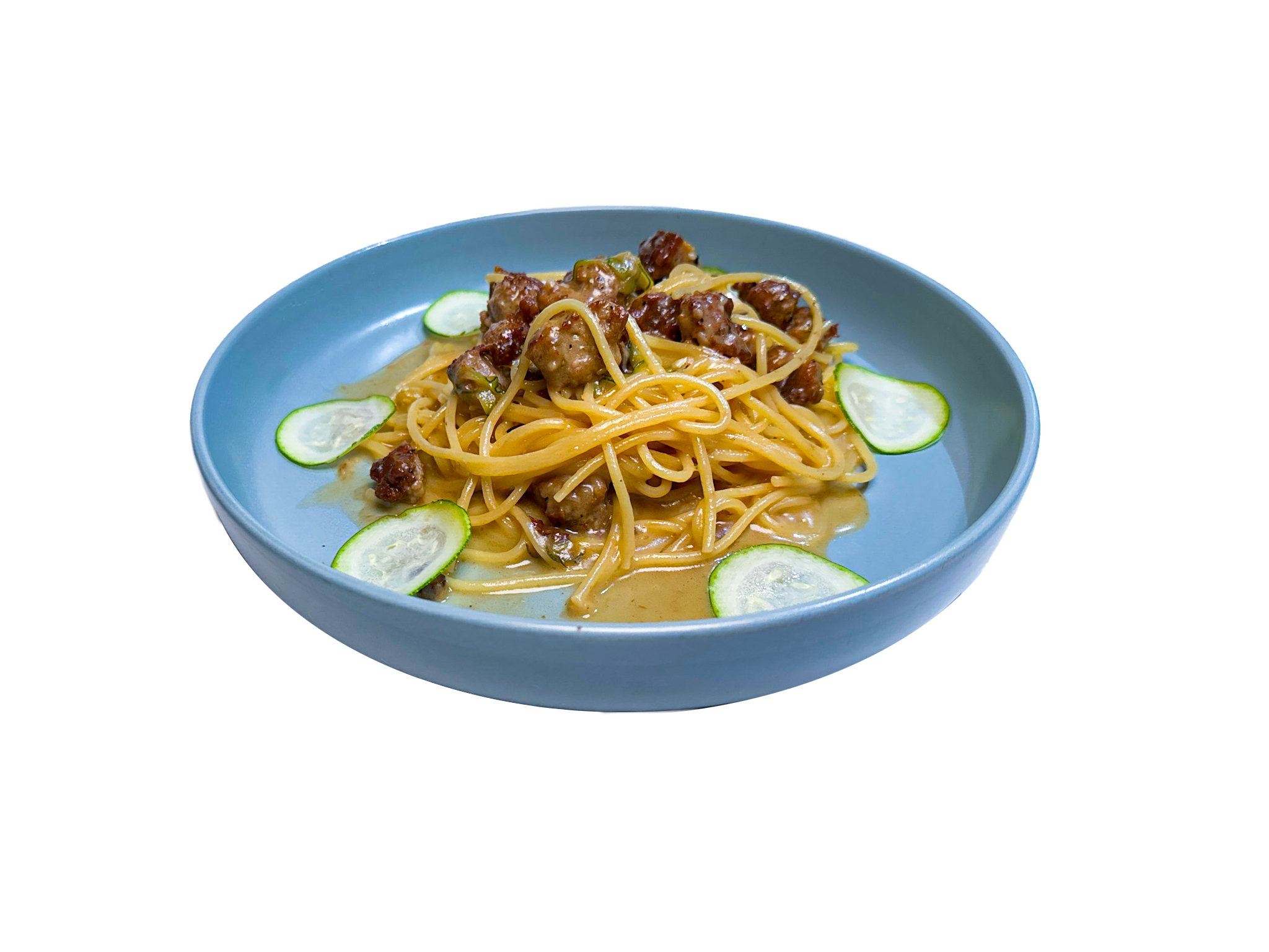 Spaghetti Alla Nerano con Salsiccia.