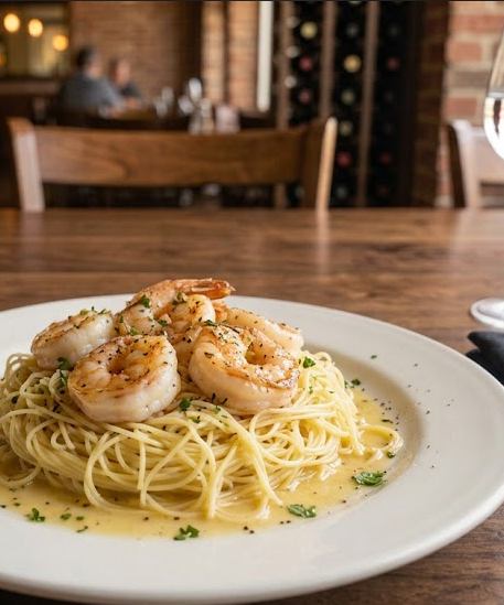 Classic Shrimp Scampi with Capellini.