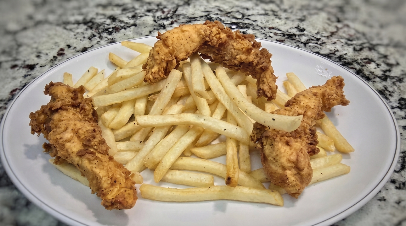 Kids chicken tenders & fries.