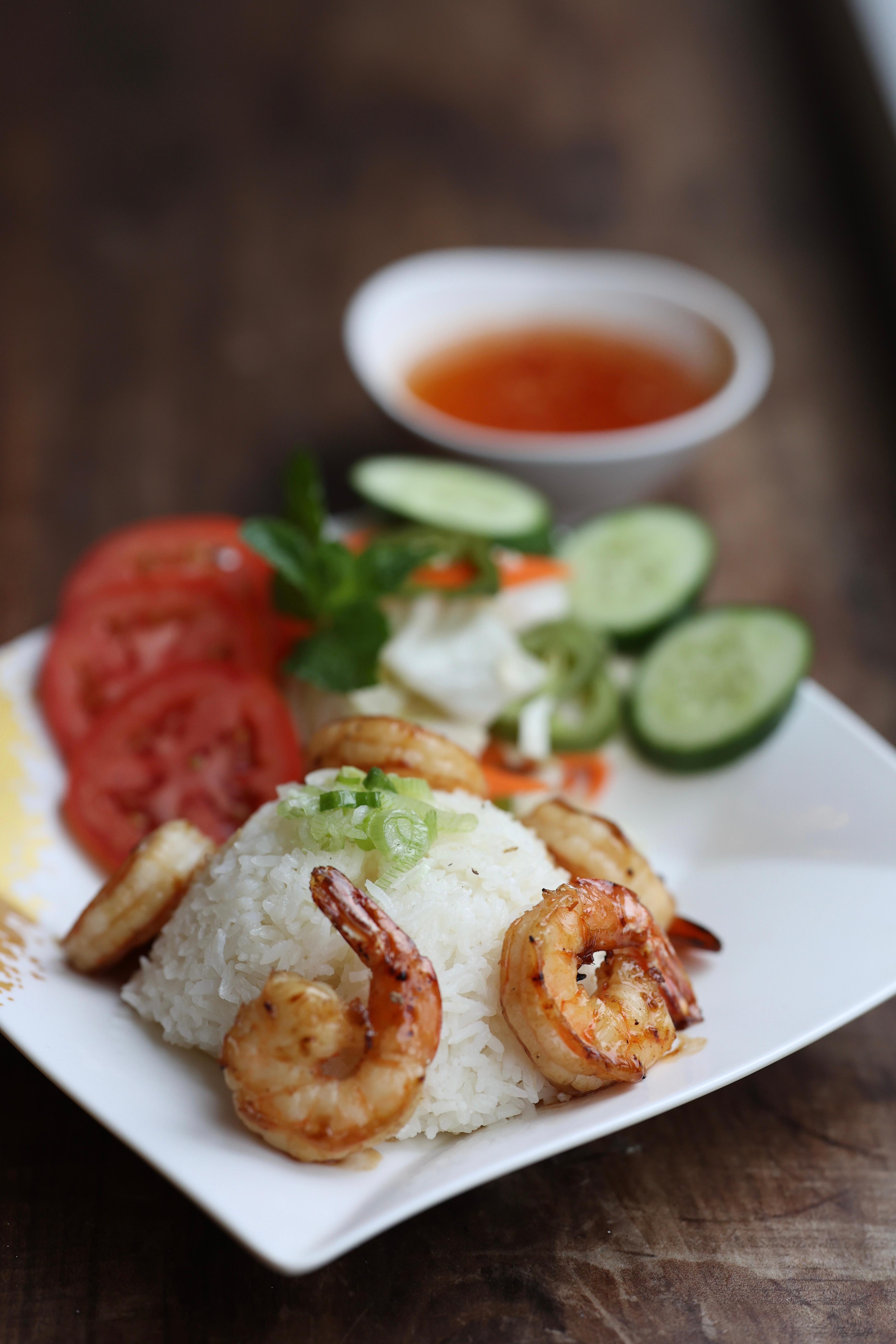 Grilled Shrimp with Rice Plate.
