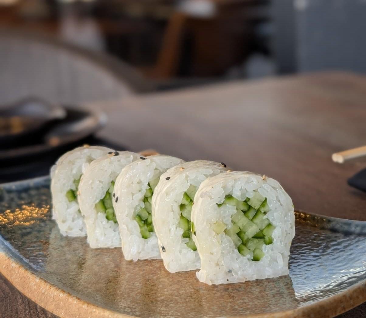 Kids Cucumber Roll With Soy Paper.