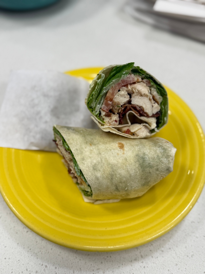 Chicken Bacon Pesto Wrap.