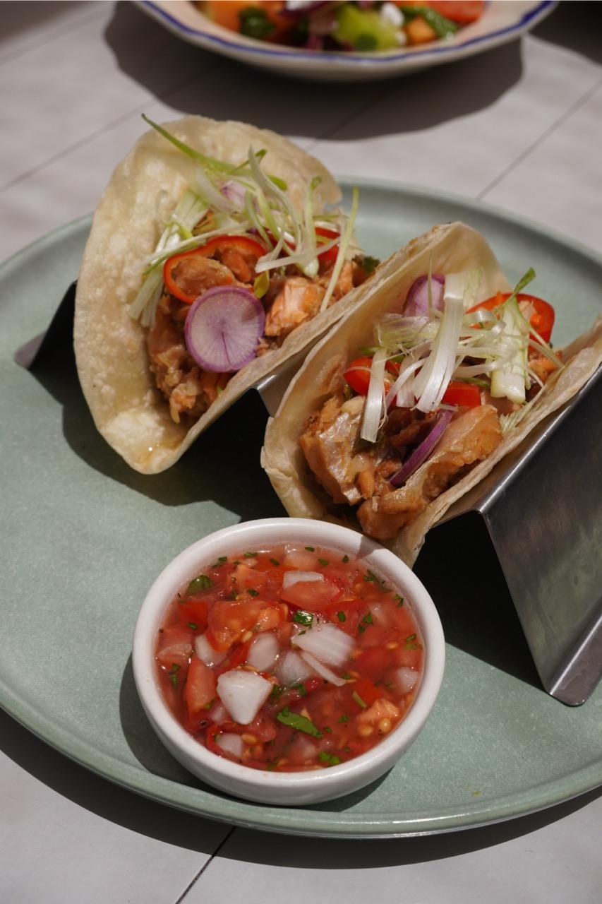 Salmon Sisig Tacos.