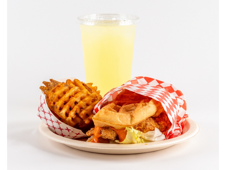 Blazin Chicken & Waffle Sandwich Combo.