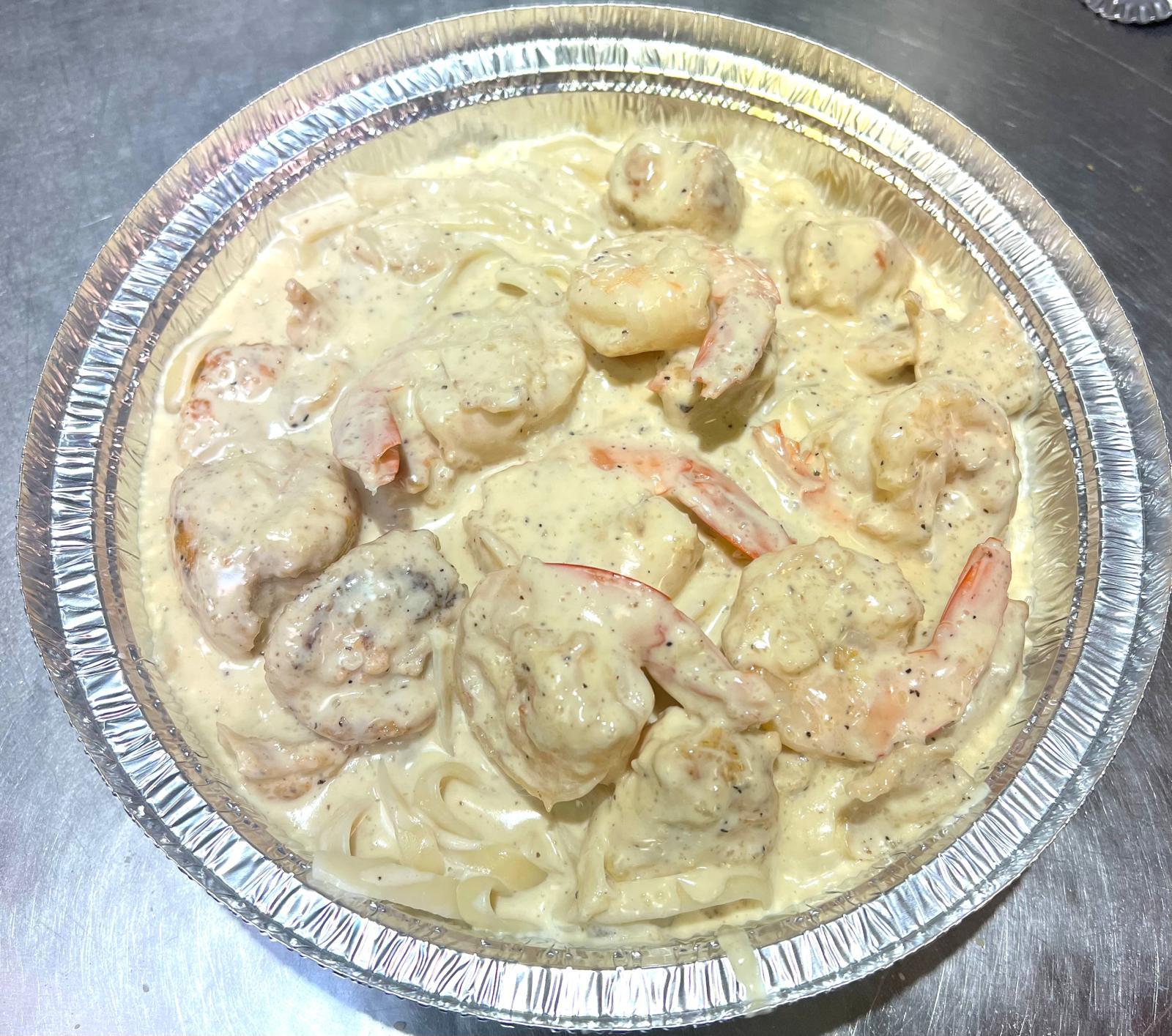 Fettuccine Alfredo with Shrimp.