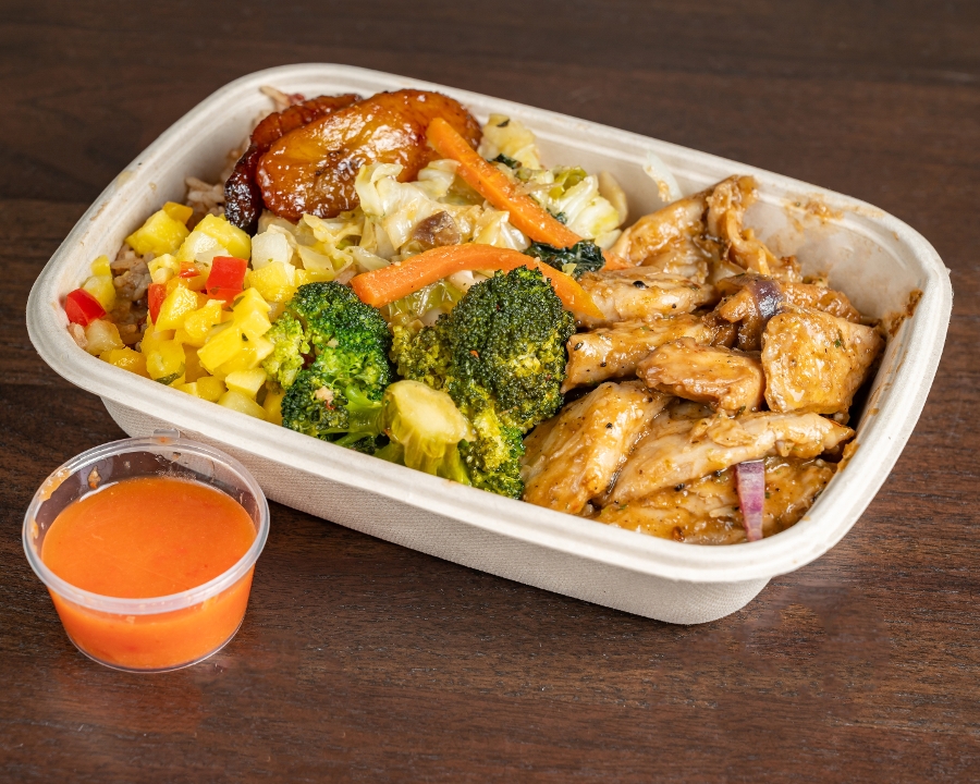 VEGAN JERK CHICKEN BOWL.