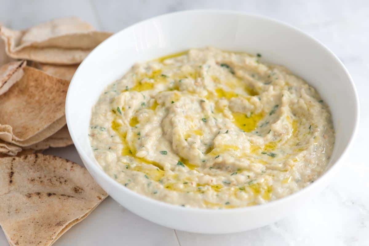 Baba Ghanoush (Similar to Hummus, Fried Eggplant with Vegetables).