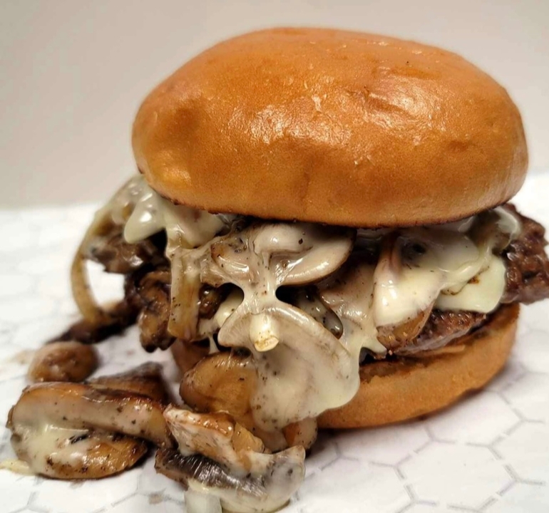 Mushroom Swiss Burger.