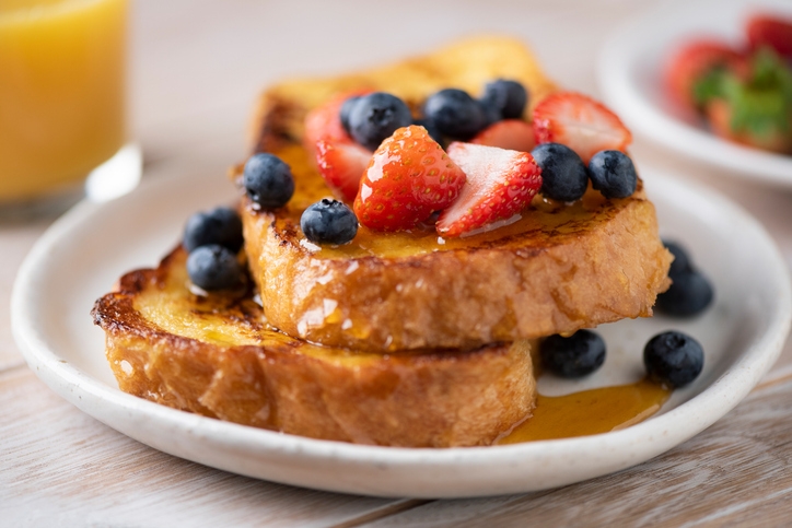 TWO FRENCH TOAST & FRUITS.