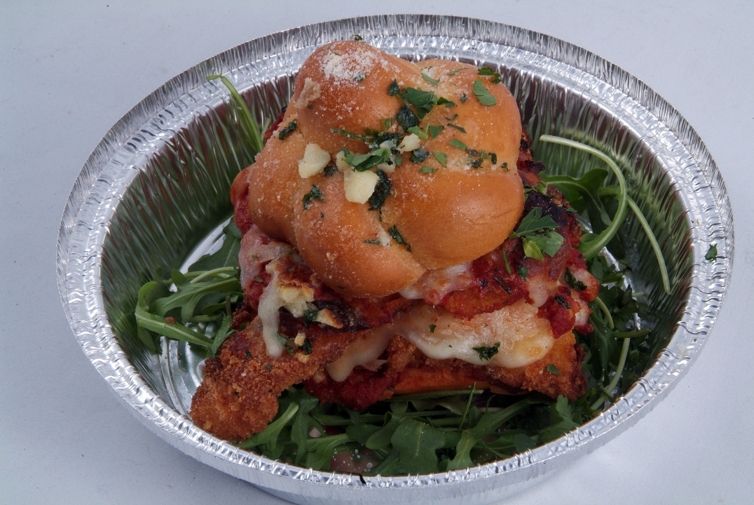 #8 Garlic Knot Chicken Parm Slider.
