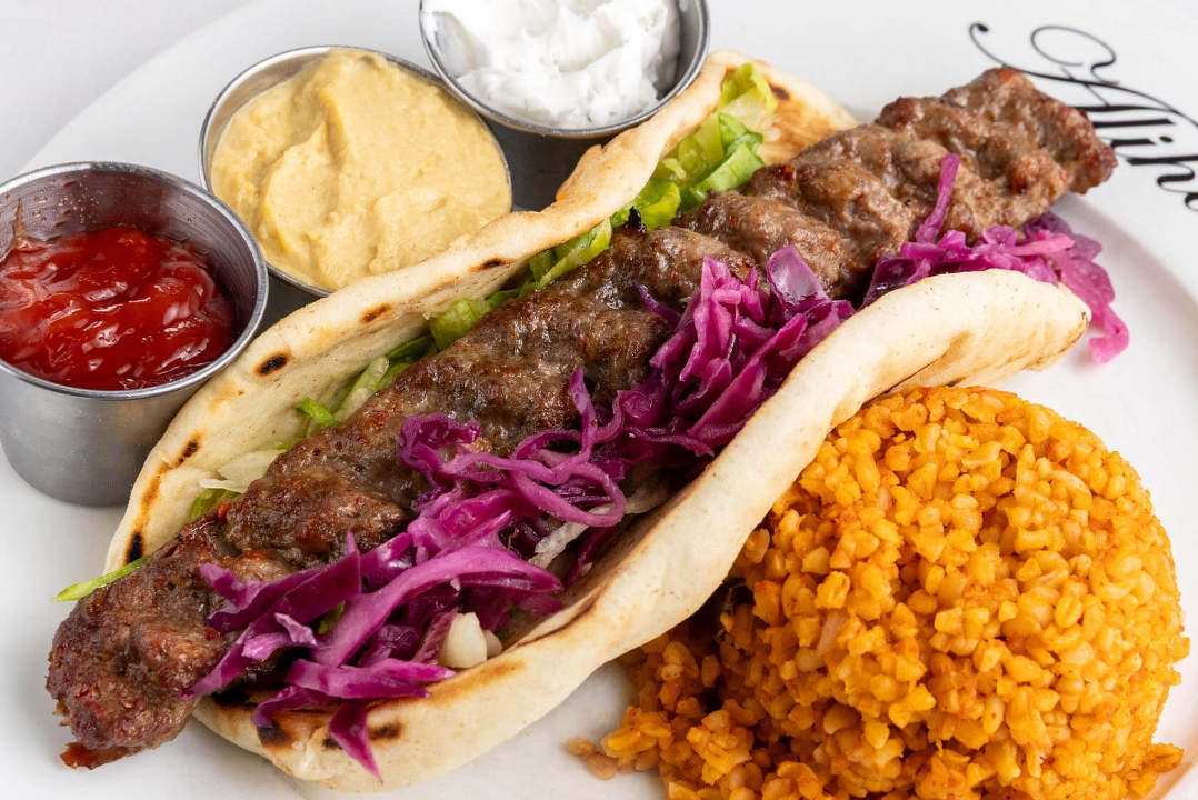 Lunch Adana, Pita, Salad.
