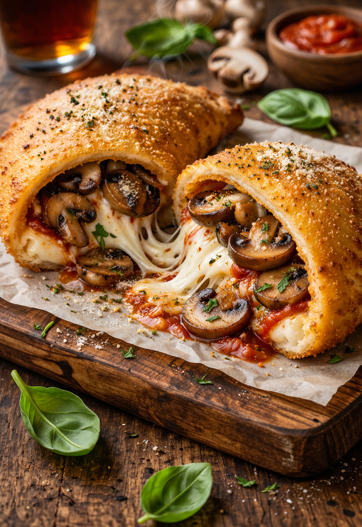 Spinach, Mushroom & Cheese Panzo.
