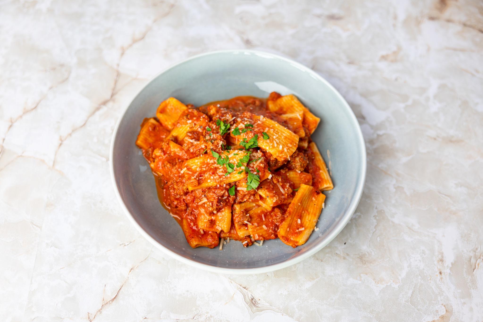 Rigatoni Bolognese.
