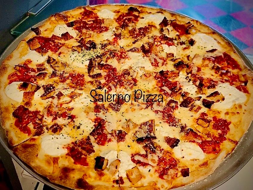 14" Eggplant Parmigiana Pizza.