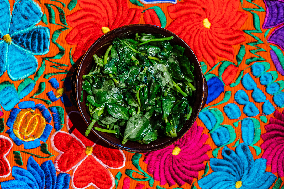 Purslane Sautéed with Garlic.