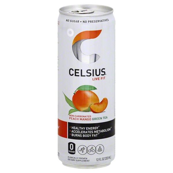 146613 Sparkling Peach Mango Green Tea Energy Drink - 12 Oz..