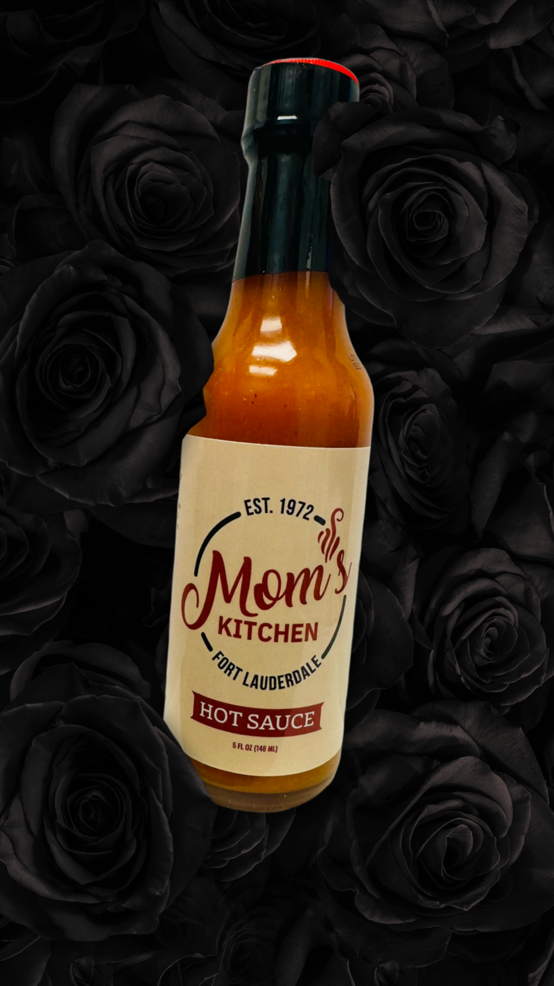 Mom's Hot Sauce Bottle.