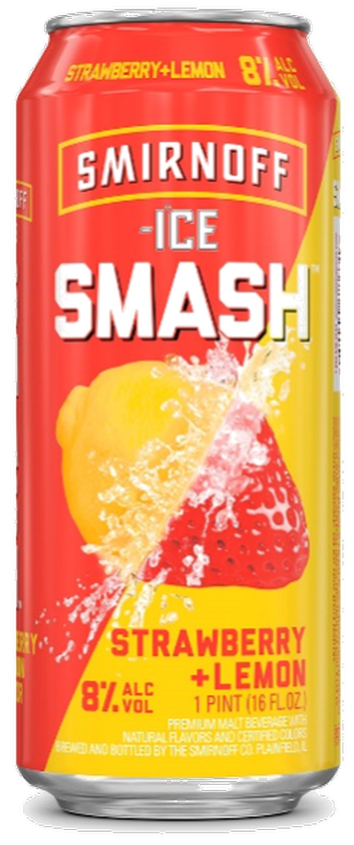 Smirnoff Ice Smash Strawberry & Lemon 24oz Can.