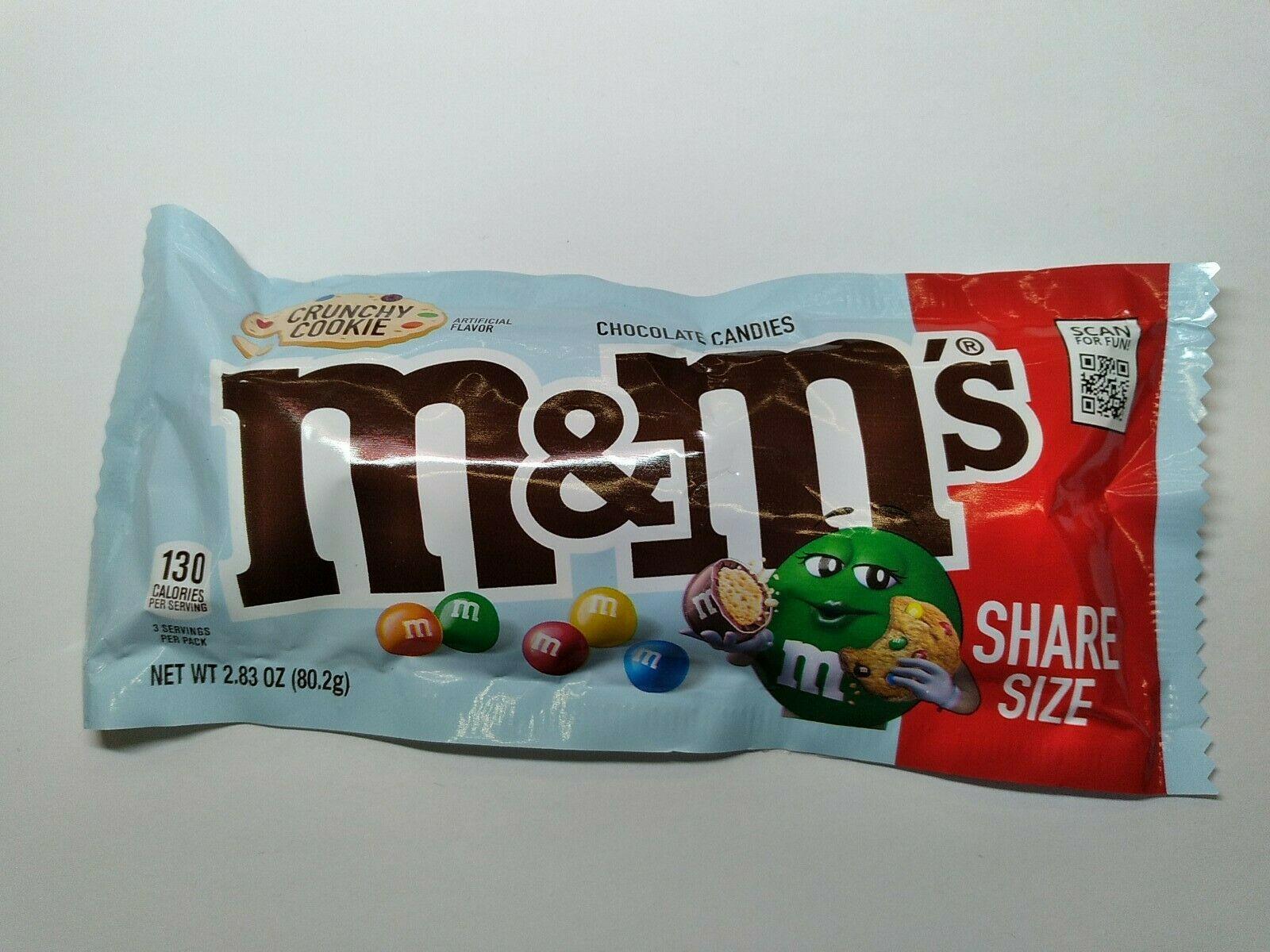 M&M S Crunchy Cookie Milk Chocolate Candy  Share Size - 2.83 Oz Bag.