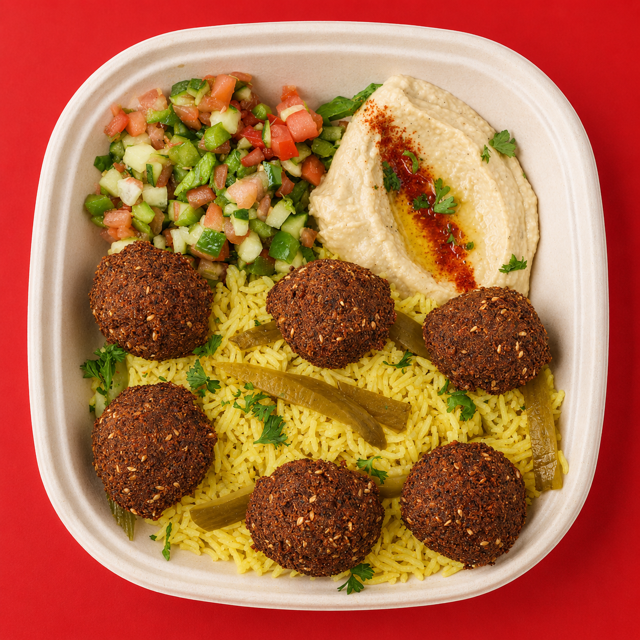 Falafel Over Rice (Veg).