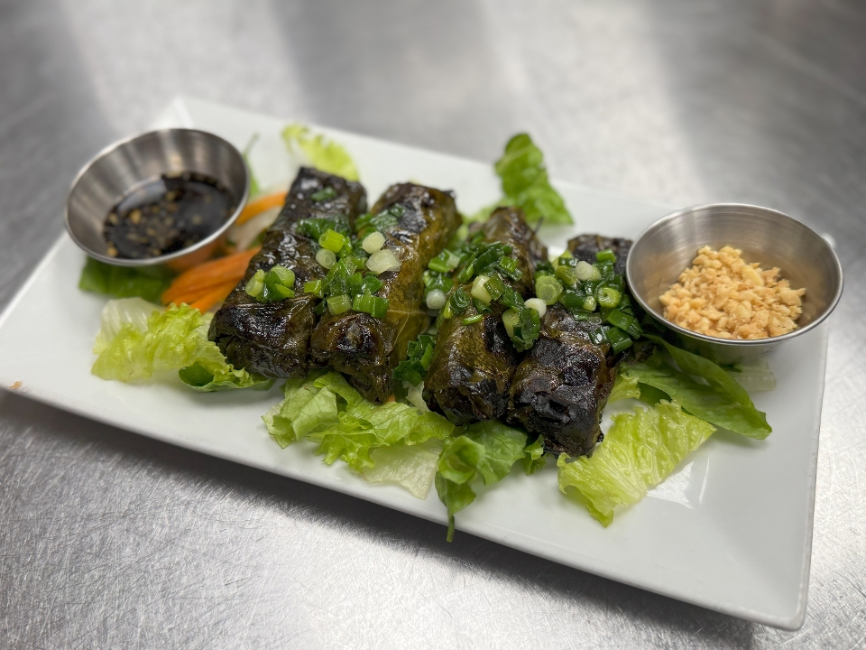 13-Grape Leaves Wrapped Beef - Bo LA Nho.