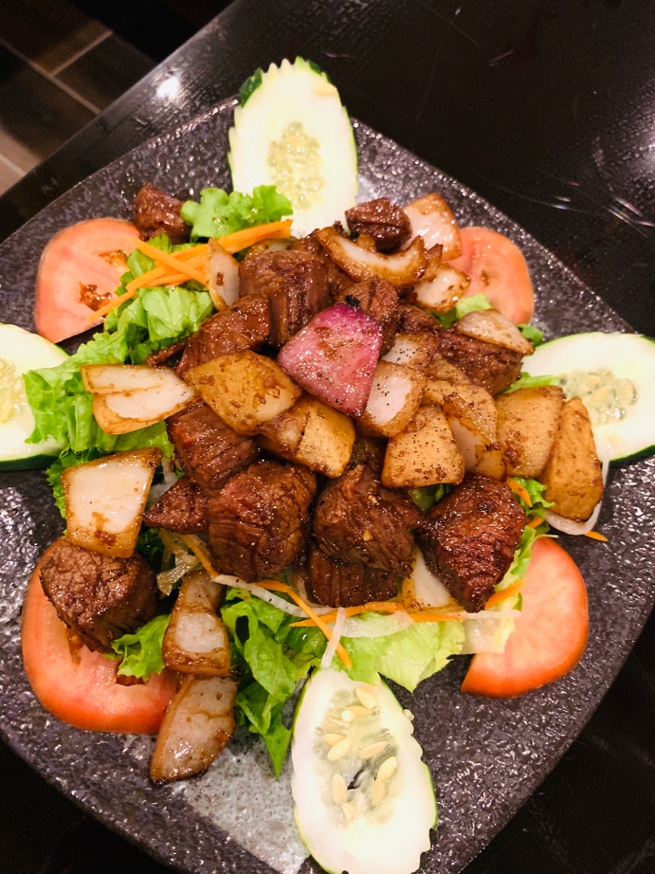 72-Marinated Tenderized "Shaky Beef" - Bo Luc Lac.