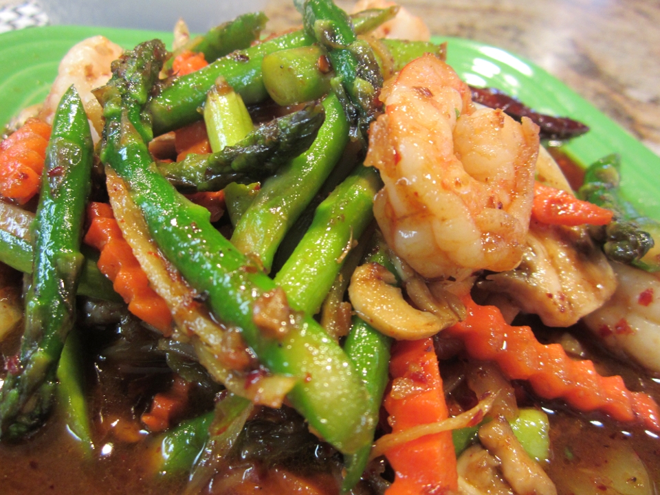 Sizzling Asparagus & Shrimp.