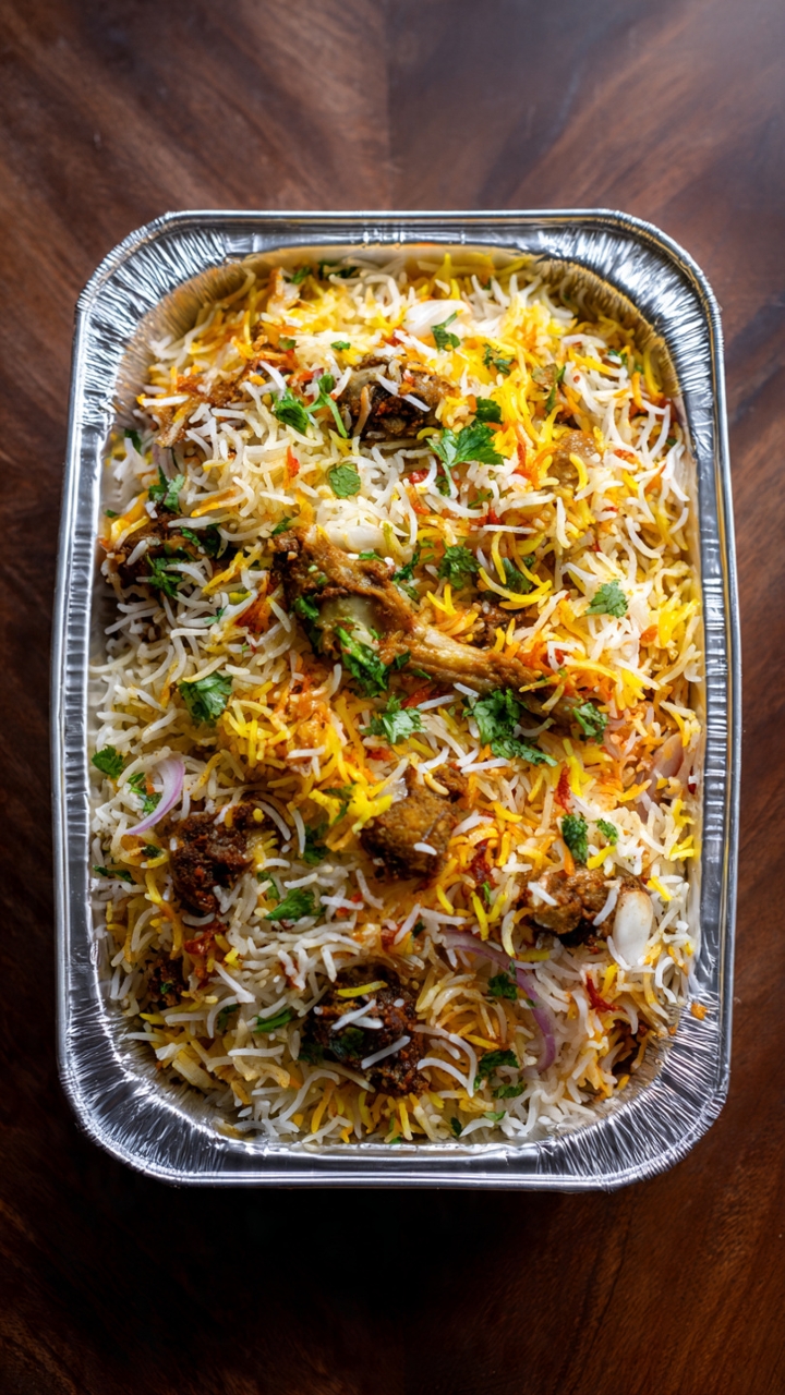 Party Tray - Hyderabadi Dum Biryani (Goat).