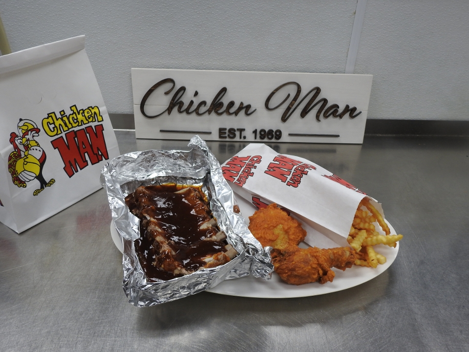 Chicken & Ribs Bucket & Fries.