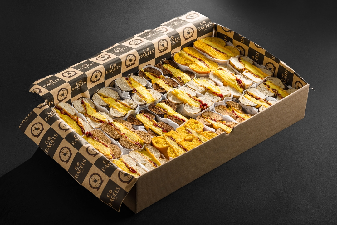 BACON, EGG & CHEESE BOX (12 Sandwiches).