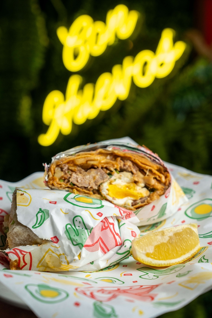 Chilaquiles Burrito with Meat.