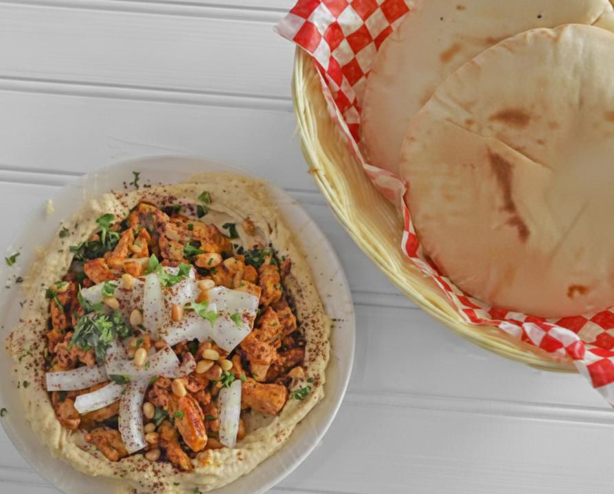 24. Hummus Topped w/Chkn Shawarma.