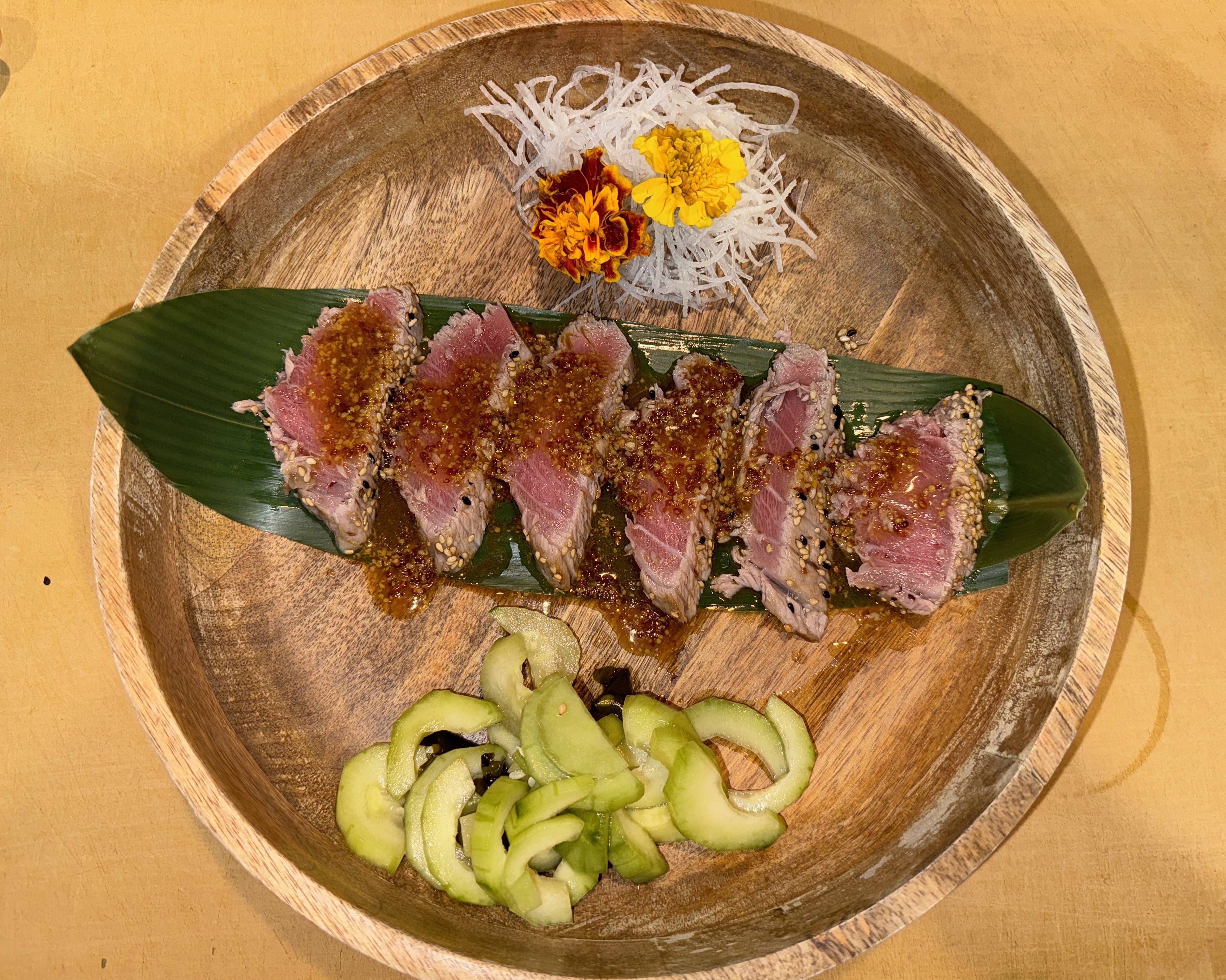 Sesame Seed Crust Tuna Sashimi.