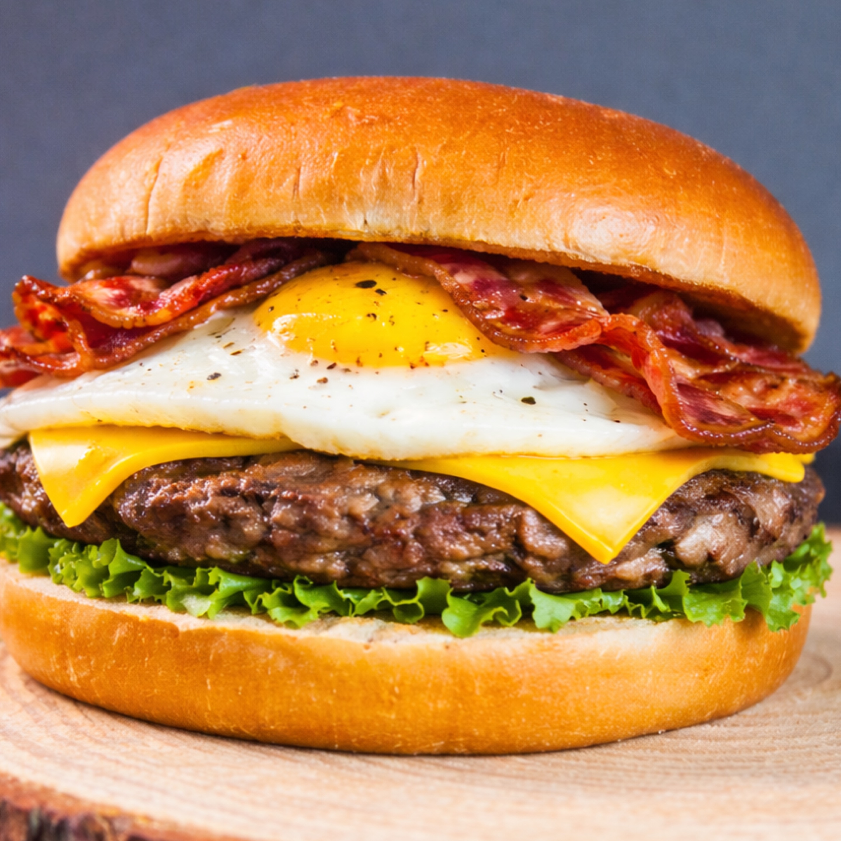 Egg Bacon Burger.
