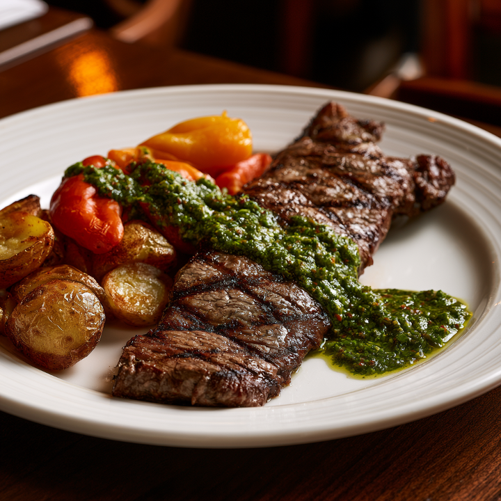 Grilled Skirt Steak with Chimichurri.