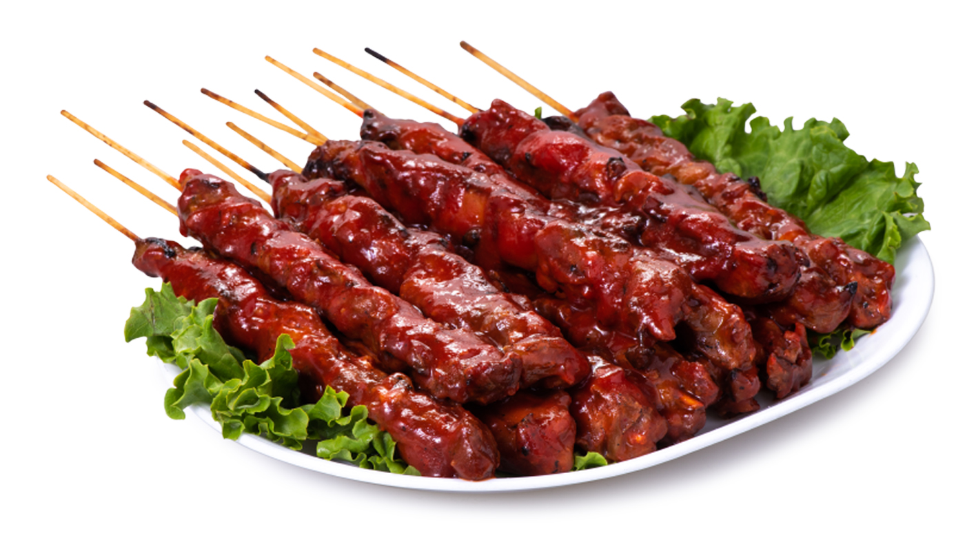 Small PT Pork Barbecue Skewers.