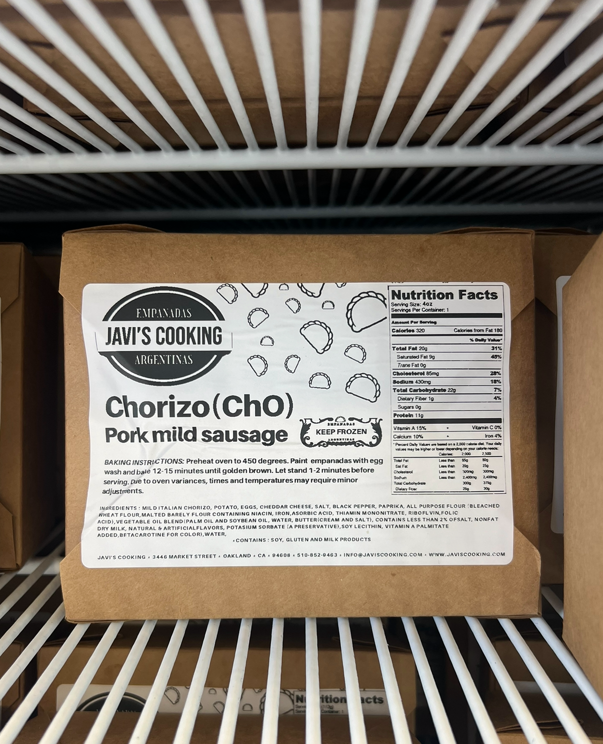CHORIZO-Cho (4pack) frozen empanadas.
