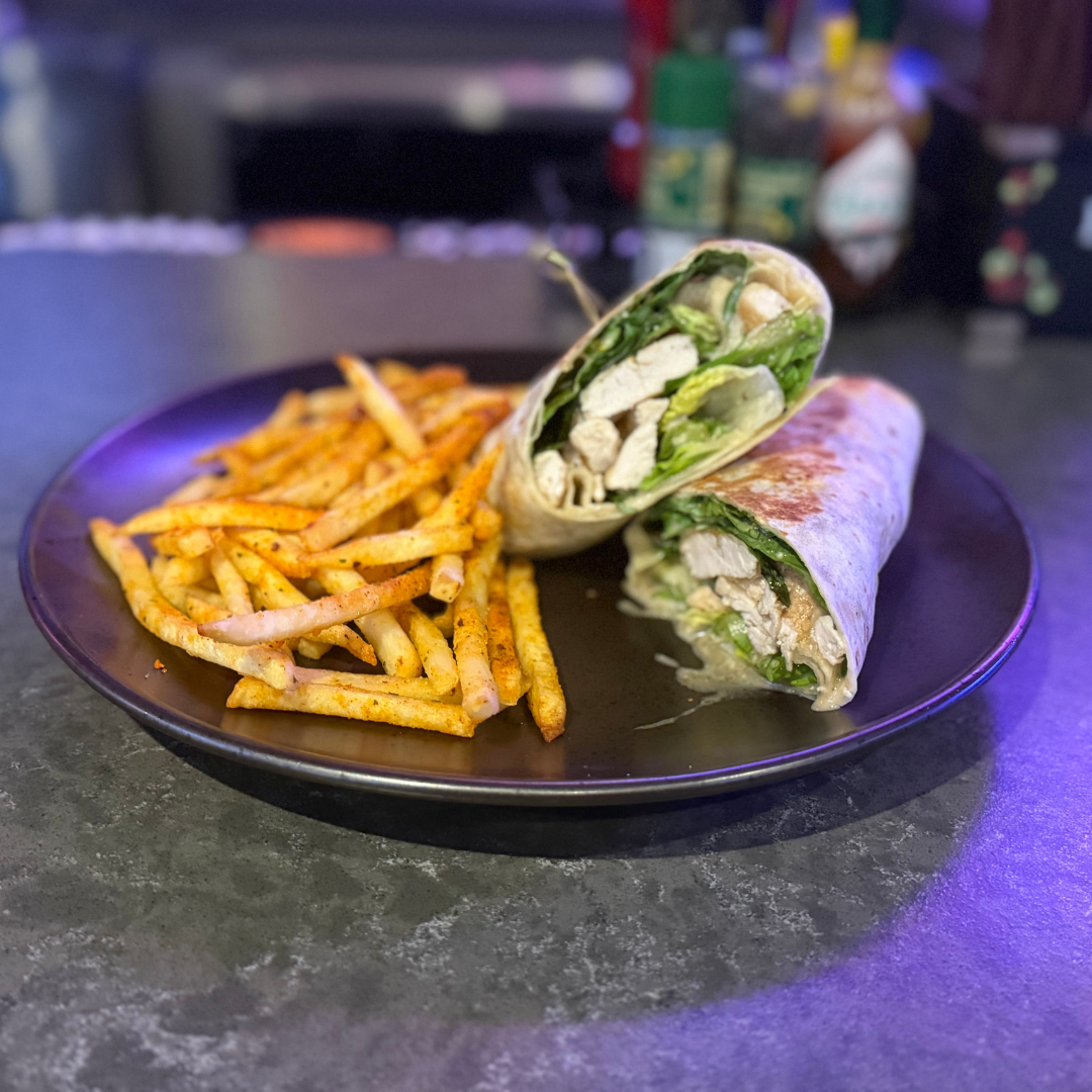 Chicken Caesar Wrap w/ Fries.
