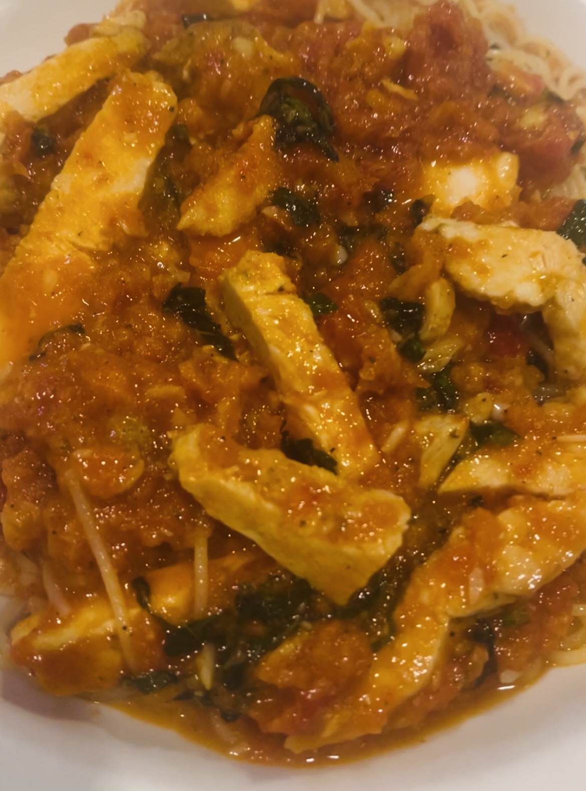 Spicy Chicken Angel Hair.