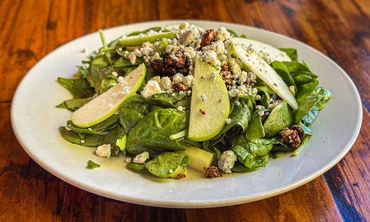 Spinach, Apples, & Stilton Blue Cheese.