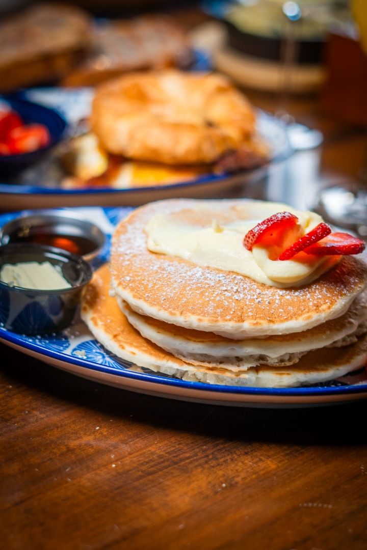 Strawberry Cheesecake Pancakes.