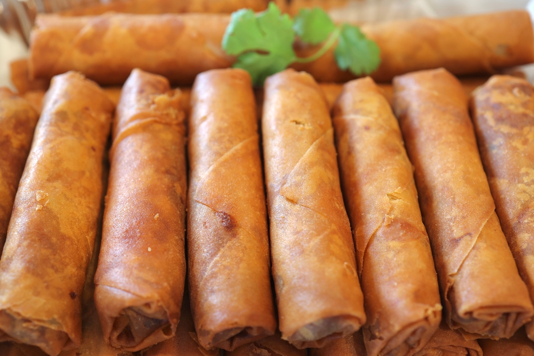 25 Shrimp Pork Egg Rolls.