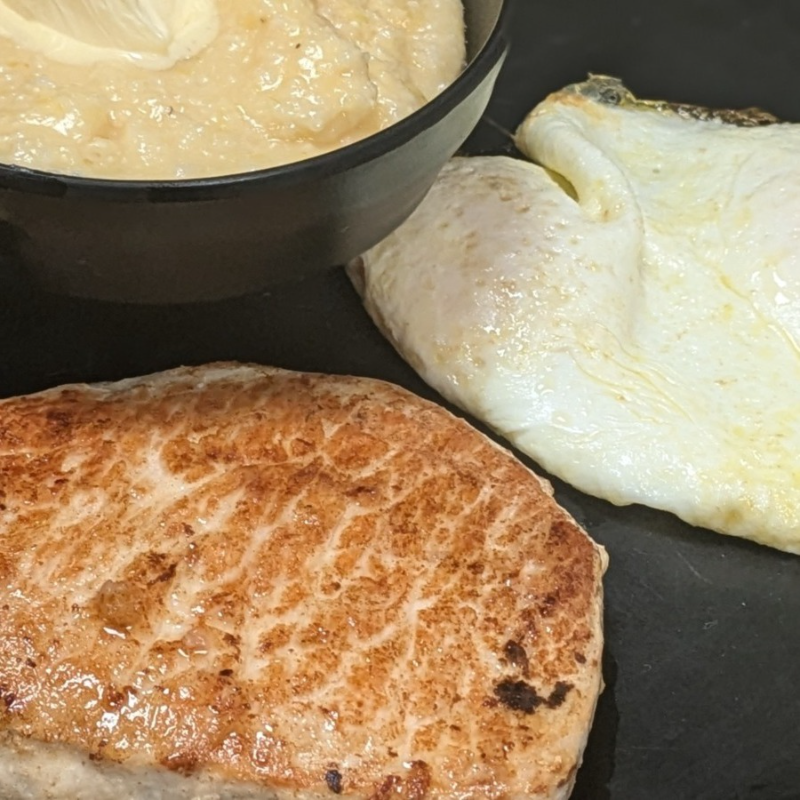 Pork Ribeye & Eggs.