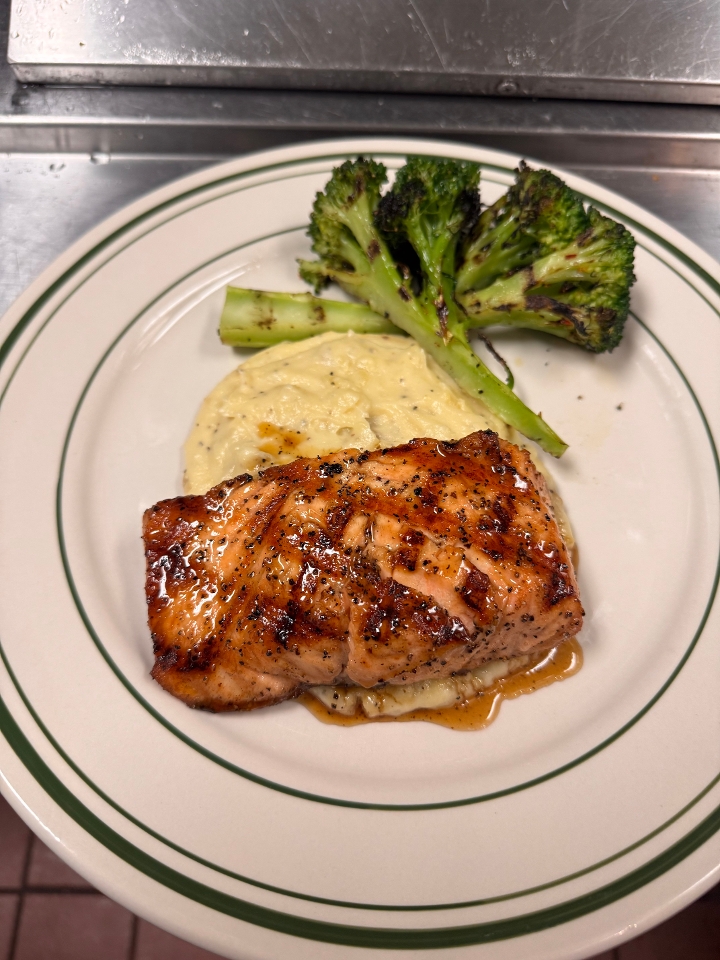 Bourbon Glazed Salmon.