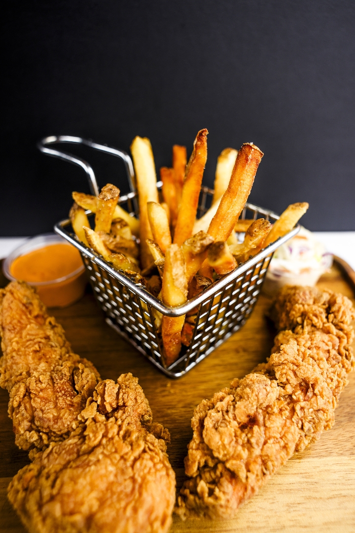 Buffalo Chicken Tenders with Fries.